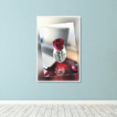 Donkerrode roos canvas afdruk (Insitu (Houten vloer))