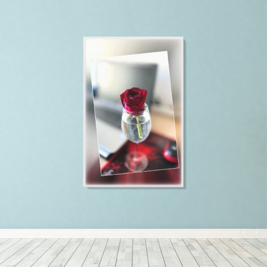 Donkerrode roos canvas afdruk (Insitu (Houten vloer))