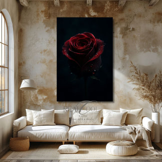 Donkerrode Roos Elegante Natuur Fotografie Kunst Canvas Afdruk
