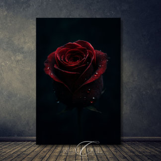 Donkerrode Roos Elegante Natuur Fotografie Kunst Poster
