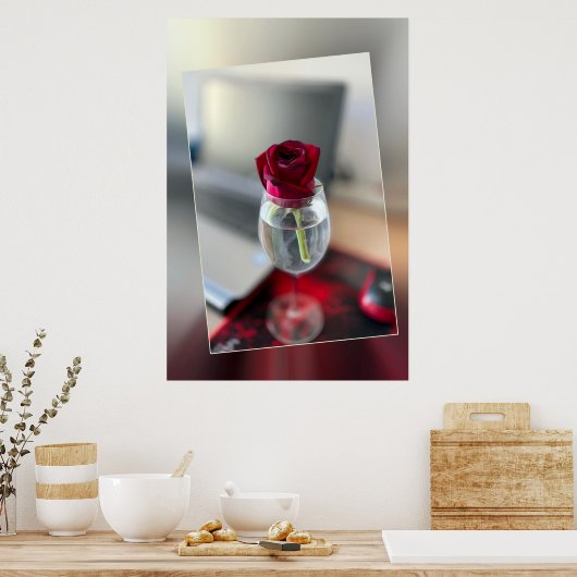 Donkerrode roos poster (Keuken)