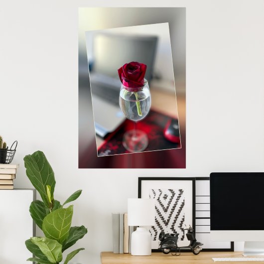 Donkerrode roos poster (Thuiskantoor)