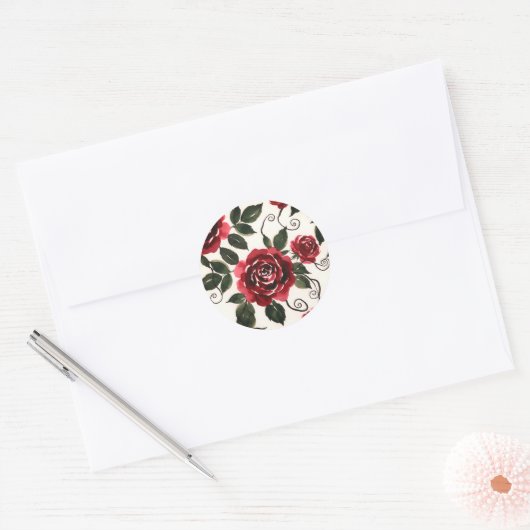 Donkerrode Roos Sticker (Envelop)