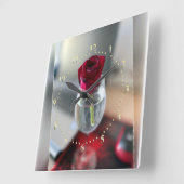 Donkerrode roos vierkante klok (Hoek)