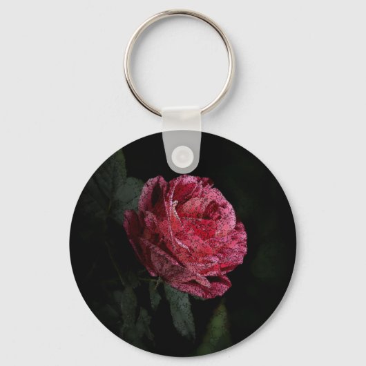 Donkerrode Rose Sleutelhanger (Voorkant)
