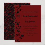 Donkerrode Rose Vine Gotische Huwelijksuitnodiging Kaart (Voorkant / Achterkant)