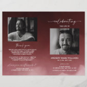 Donkerrode rouwmap met vouwprogramma (Voorkant)