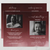 Donkerrode rouwmap met vouwprogramma (Voorkant / Achterkant)