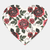 Donkerrode Rozen Bloemhartsticker Hart Sticker (Voorkant)