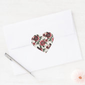 Donkerrode Rozen Bloemhartsticker Hart Sticker (Envelop)