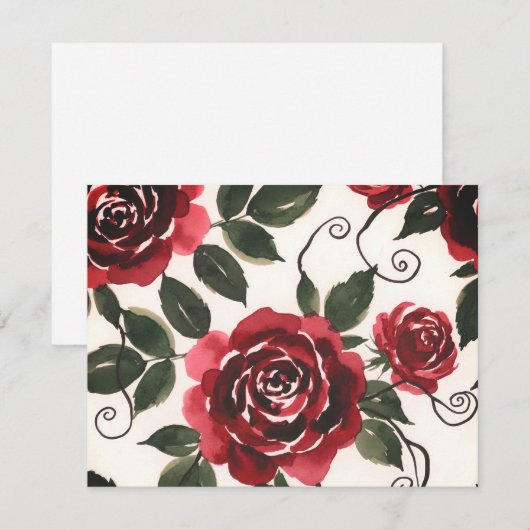 Donkerrode Rozen Bloemstuk Kaart (Voorkant / Achterkant)