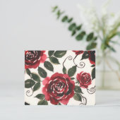 Donkerrode Rozen Bloemstuk Kaart (Staand voorkant)
