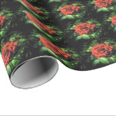Donkerrode Rozen Cadeaupapier (Rol Hoek)