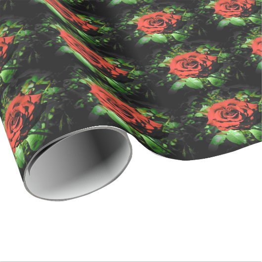 Donkerrode Rozen Cadeaupapier (Rol Hoek)