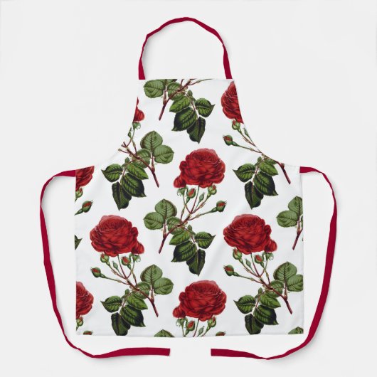 Donkerrode rozen in volle bloei schort (Voorkant)