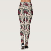 Donkerrode rozen met groene bladeren leggings (Achterkant)