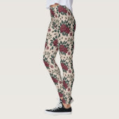 Donkerrode rozen met groene bladeren leggings (Links)