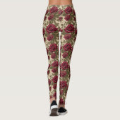 Donkerrode rozen met vervaagde groene bladeren leggings (Achterkant)