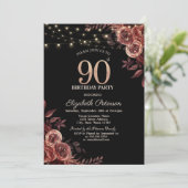 Donkerrode rozen, strijklichten zwart 90ste verjaa kaart (Staand voorkant)