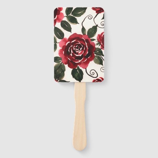 Donkerrode rozen waaierenset handwaaier (Voorkant)
