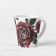 Donkerrode rozen waterverf latte mok
