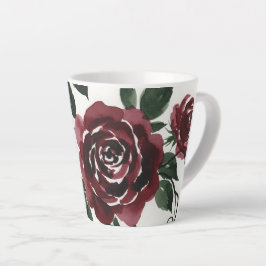 Donkerrode rozen waterverf latte mok