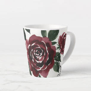 Donkerrode rozen waterverf latte mok
