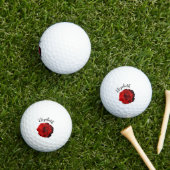 donkerrode rozenbloem aangepaste naam dames golfballen (Insitu Gras)
