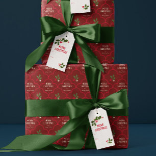 Donkerrode Scallop Tegel Christmas Springs Cadeaupapier