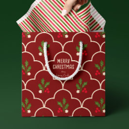 Donkerrode Scallop Tegel Christmas Springs Medium Cadeauzakje