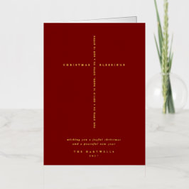 Donkerrode Schriftuurkruis Kerstmis/Feestdagen Folie Wenskaart