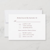 Donkerrode script menu selectie chic trouw RSVP (Voorkant)