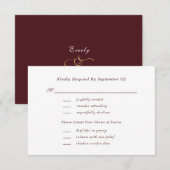 Donkerrode script menu selectie chic trouw RSVP (Voorkant / Achterkant)