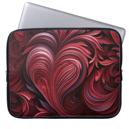 DONKERRODE SIERLIJKE VALENTIJN HARTEN LAPTOP SLEEVE
