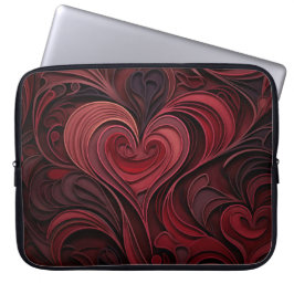 DONKERRODE SIERLIJKE VALENTIJN HARTEN LAPTOP SLEEVE
