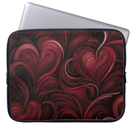 DONKERRODE SIERLIJKE VALENTIJNSHARTEN LAPTOP SLEEVE