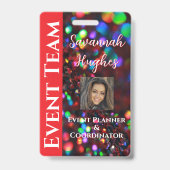 Donkerrode sprankelende foto badge (Front)