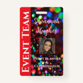 Donkerrode sprankelende foto badge (Voorkant)