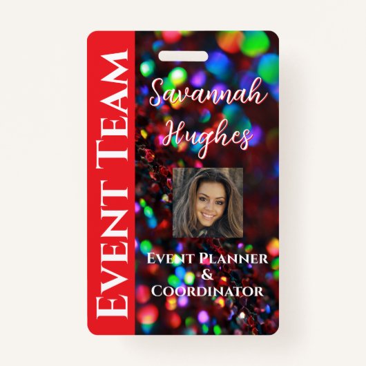 Donkerrode sprankelende foto badge (Voorkant)