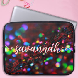 Donkerrode sprankelende laptophoes laptop sleeve