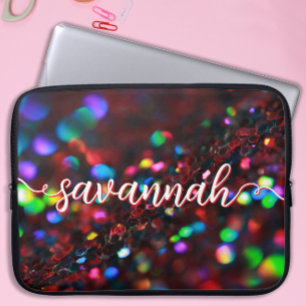 Donkerrode sprankelende laptophoes laptop sleeve