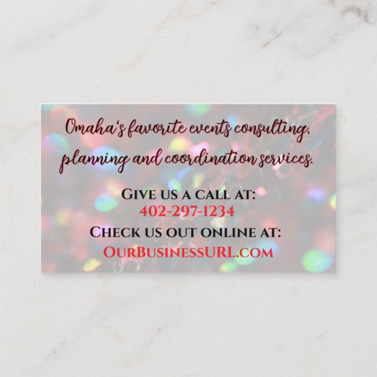 donkerrode sprankeling visitekaartje (Achterkant)