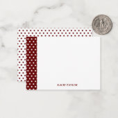 Donkerrode Stippen gepersonaliseerde notitiekaarte Notitiekaartje (Voorkant / Achterkant in situ)