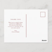 Donkerrode tekst en foto | Bruiloft dank u Briefkaart (Achterkant)