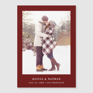 Donkerrode tekst en foto | Magnetisch De datum ops