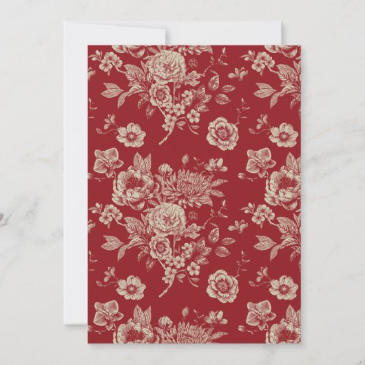 Donkerrode Toile Floral 100e Verjaardagsfeestje He Kaart (Achterkant)