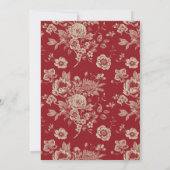 Donkerrode Toile Floral 100e Verjaardagsfeestje He Kaart (Achterkant)