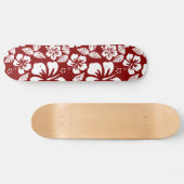 Donkerrode tropische hibiscus skateboard (Horizontaal)