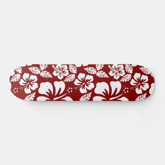 Donkerrode tropische hibiscus skateboard (Horizontaal)