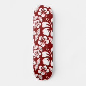 Donkerrode tropische hibiscus skateboard (Voorkant)